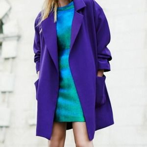 Vintage Paul Levy 100% Wool Oversized Pea Coat Made in USA Purple